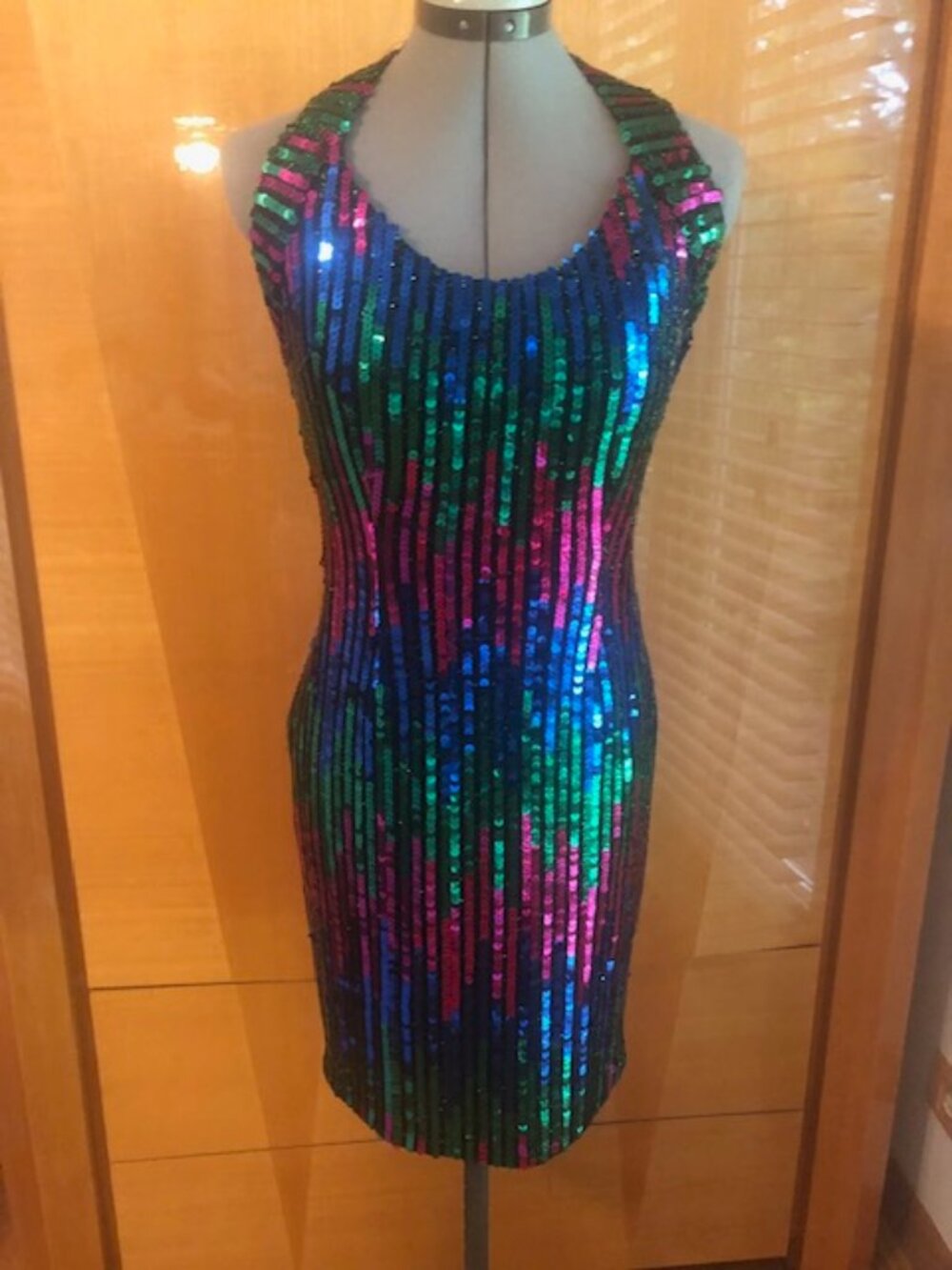 Vintage Disco Sequin Size 6 Lined Dress Cocktail, Wedding, Statement